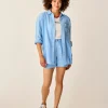 Carve Designs Long Sleeve^Taylor Linen Tunic: Sky Blue Chambray