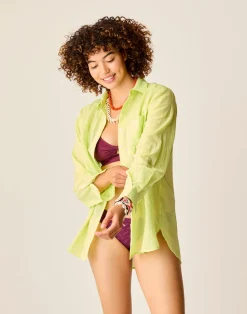 Carve Designs Long Sleeve^Taylor Textured Tunic: Limeade
