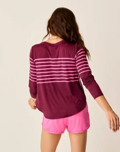 Carve Designs Long Sleeve^Trek Top: Hot Pink Stripe